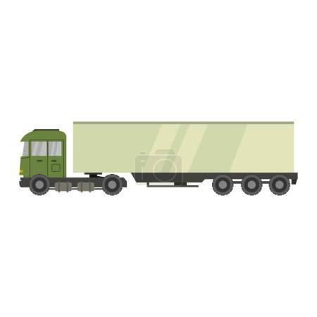 Téléchargez les illustrations : Icône verte camion remorque plat isolé vecteur illustration - en licence libre de droit