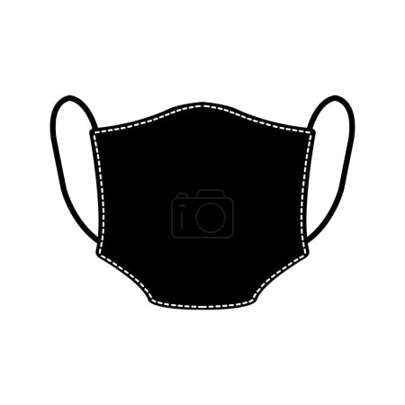 Ilustración de Silueta de un icono de máscara médica sobre fondo blanco. - Imagen libre de derechos