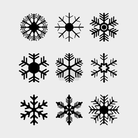Ilustración de Conjunto de copos de nieve negro, vector - Imagen libre de derechos