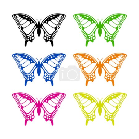 Illustration for Butterfly flat vector icons - Royalty Free Image