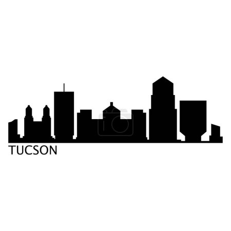 Téléchargez les illustrations : Tucson Skyline Silhouette Design City Vector Art Célèbre Bâtiments Timbre - en licence libre de droit