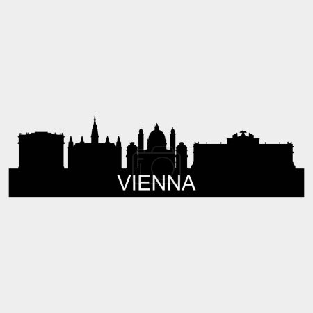 Illustration for Vienna Skyline Silhouette Design City Vector Art Famous Buildings Stamp - Royalty Free Image