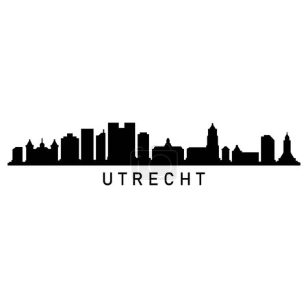 Ilustración de Utrecht Skyline Silueta Diseño Ciudad Vector Arte Edificios famosos Sello - Imagen libre de derechos