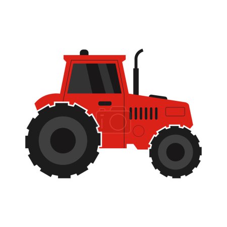 Téléchargez les illustrations : Icône tracteur rouge. dessin animé de l'icône vectorielle fermier rouge pour la conception web isolé sur fond blanc - en licence libre de droit