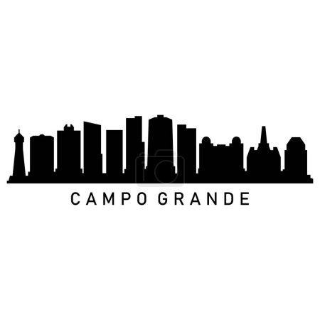 Campo Grande Skyline Silhouette Design City Vector Art Famous Buildings Stamp 