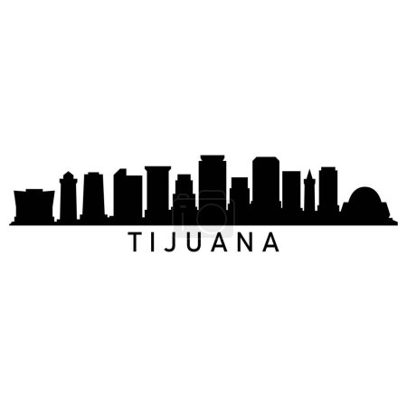 Téléchargez les illustrations : Tijuana Skyline Silhouette Design City Vector Art Célèbre Bâtiments Timbre - en licence libre de droit