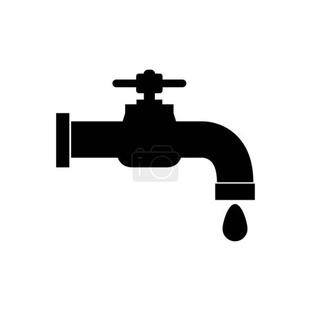 Téléchargez les illustrations : Icône vectorielle du robinet sur fond blanc - en licence libre de droit