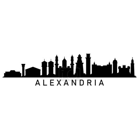 Téléchargez les illustrations : Alexandria Skyline Silhouette Design Ville vectoriel Art Bâtiments célèbres Timbre - en licence libre de droit