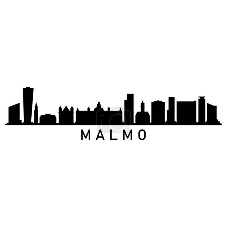 Malmo Skyline Silhouette Design City Vector Art Famous Buildings Stamp 