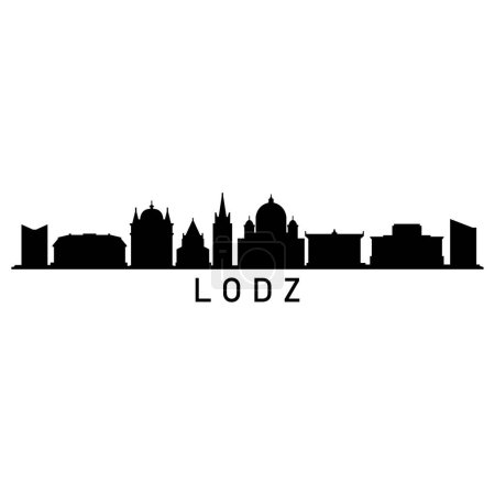 Lodz Skyline Silhouette Design City Vector Art Famous Buildings Stamp 