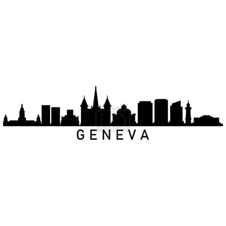 Ilustración de Ginebra Skyline Silhouette Design Ciudad Vector Arte Edificios famosos Sello - Imagen libre de derechos