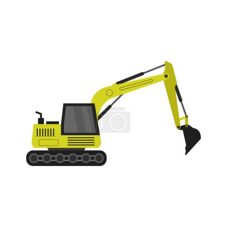 Illustration for Excavator icon in flat design - Royalty Free Image