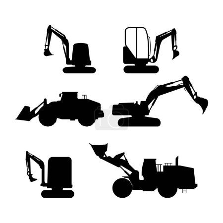 Téléchargez les illustrations : Construction agriculteur machines icônes ensemble vecteur - en licence libre de droit