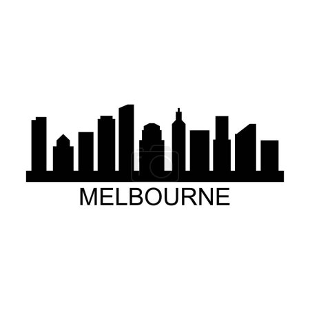 Ilustración de Melbourne Skyline Silhouette Design Ciudad Vector Arte Edificios famosos Sello - Imagen libre de derechos