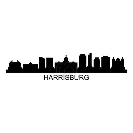 Harrisburg Skyline Silhouette Design City Vector Art Berühmte Gebäude Briefmarke 