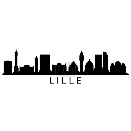 Ilustración de Lille Skyline Silueta Diseño Ciudad Vector Arte Edificios famosos Sello - Imagen libre de derechos