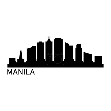 Téléchargez les illustrations : Manille Skyline Silhouette Design City Vector Art Célèbre Bâtiments Timbre - en licence libre de droit