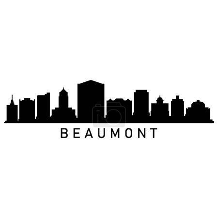 Téléchargez les illustrations : Beaumont Skyline Silhouette Design Ville vectoriel Art Bâtiments célèbres Timbre - en licence libre de droit