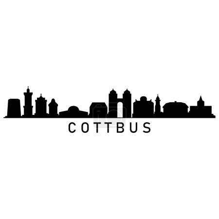 Cottbus Skyline Silhouette Design City Vector Art Famous Buildings Stamp 