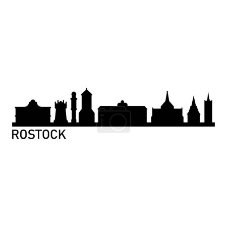 Illustration for Rostock Skyline Silhouette Design City Vector Art Famous Buildings Stamp - Royalty Free Image
