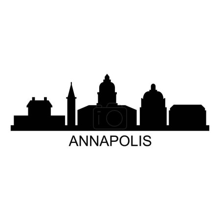 Téléchargez les illustrations : Silhouette d'une ville d'Annapolis, illustration vectorielle - en licence libre de droit