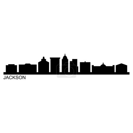 Téléchargez les illustrations : Jackson Skyline Silhouette Design City Vector Art Célèbre Bâtiments Timbre - en licence libre de droit