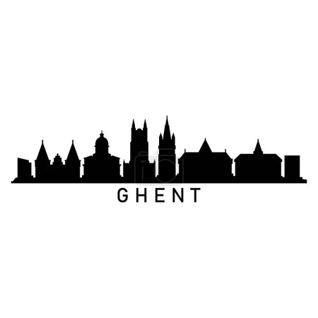 Ghent Skyline Silhouette Design City Vector Art Famous Buildings Stamp 