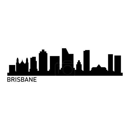 Illustration for Brisbane Skyline Silhouette Design City Vector Art Famous Buildings Stamp - Royalty Free Image