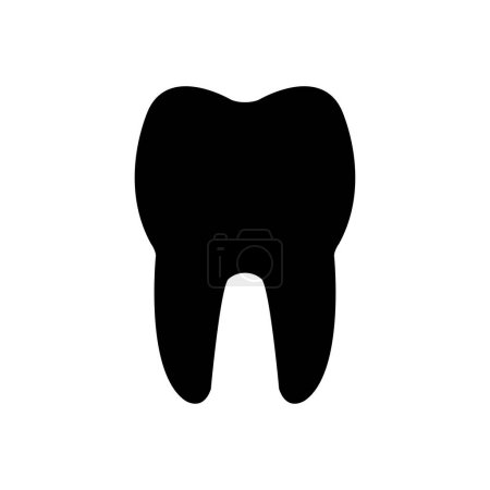 Téléchargez les illustrations : Dent glyphe icône noire sur fond blanc - en licence libre de droit
