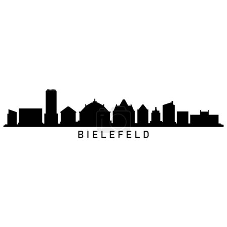 Téléchargez les illustrations : Bielefeld Skyline Silhouette Design Ville vectoriel Art Bâtiments célèbres Timbre - en licence libre de droit