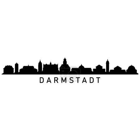 Téléchargez les illustrations : Darmstadt Skyline Silhouette Design Ville vectoriel Art Bâtiments célèbres Timbre - en licence libre de droit