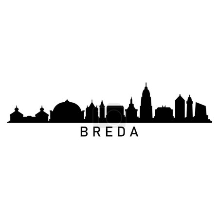 Breda Skyline Silueta Diseño Ciudad Vector Arte Edificios famosos Sello 