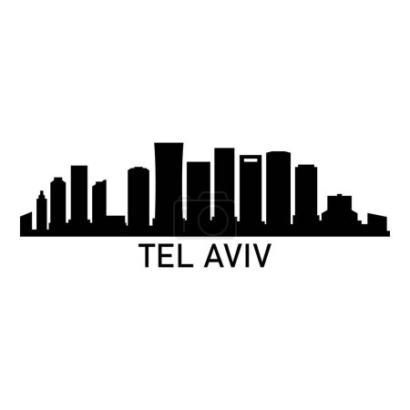 Illustration for Tel Aviv Skyline Silhouette Design City Vector Art Famous Buildings Stamp - Royalty Free Image