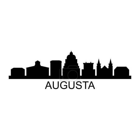 Augusta Skyline Silhouette Design City Vector Art Berühmte Gebäude Briefmarke 