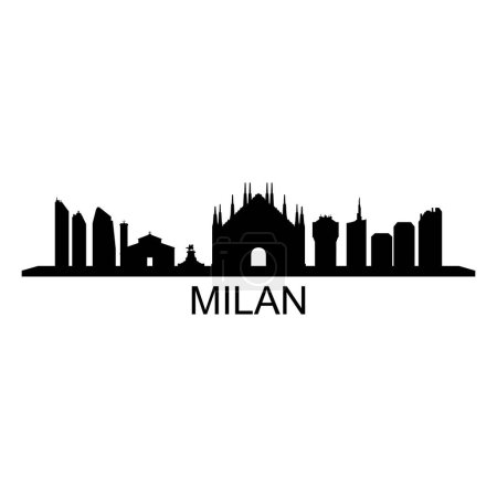 Téléchargez les illustrations : Milan Skyline Silhouette Design City Vector Art Célèbre Bâtiments Timbre - en licence libre de droit