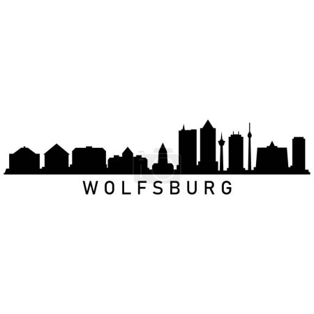 Wolfsburger Skyline Silhouette Design City Vector Art Berühmte Gebäude Briefmarke 