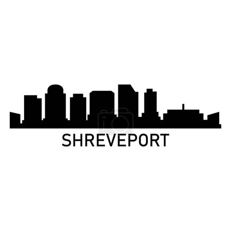 Téléchargez les illustrations : Shreveport Skyline Silhouette Design Ville vectoriel Art Bâtiments célèbres Timbre - en licence libre de droit