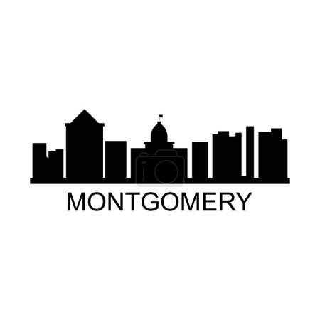 Montgomery Skyline Silhouette Design City Vector Art Famous Buildings Stamp 
