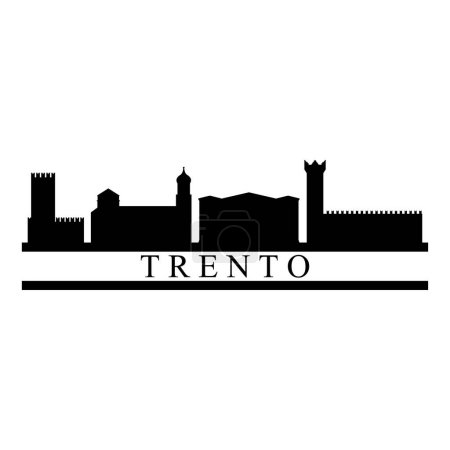 Trento Skyline Silhouette Design City Vector Art Famous Buildings Stamp 