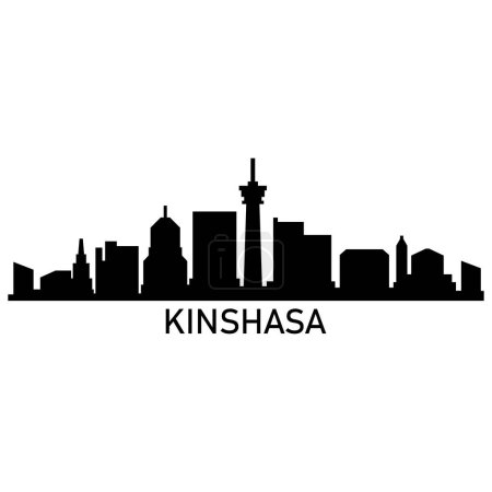 Kinshasa Skyline Silhouette Design City Vector Art Berühmte Gebäude Briefmarke 