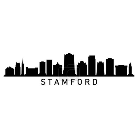 Téléchargez les illustrations : Stamford Skyline Silhouette Design City Vector Art Célèbre Bâtiments Timbre - en licence libre de droit