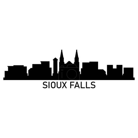 Téléchargez les illustrations : Sioux Falls Skyline Silhouette Design City Vector Art Bâtiments célèbres Timbre - en licence libre de droit
