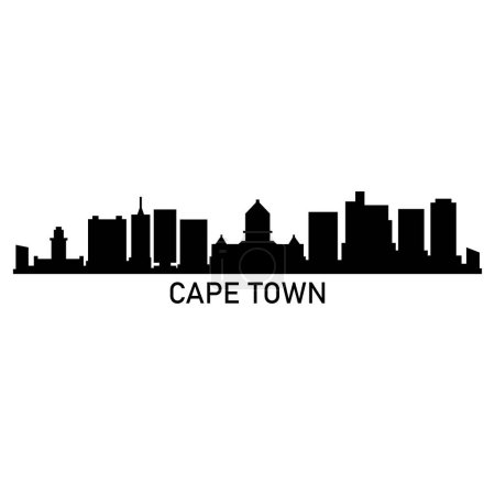 Téléchargez les illustrations : Cape Town Skyline Silhouette Design City Vector Art Célèbre Bâtiments Timbre - en licence libre de droit
