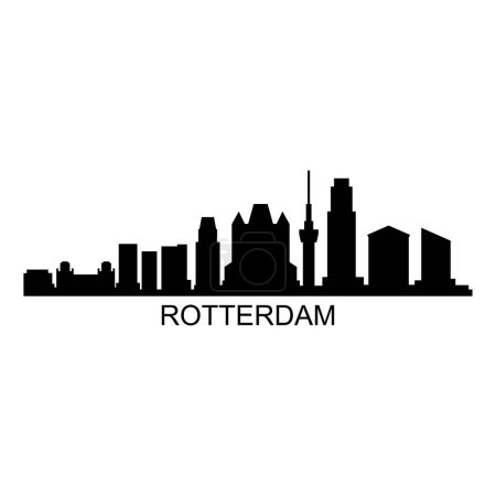 Téléchargez les illustrations : Rotterdam Skyline Silhouette Design City Vector Art Célèbre Bâtiments Timbre - en licence libre de droit