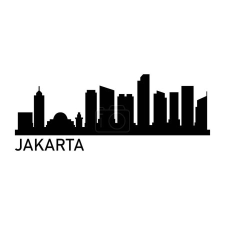 Illustration for Jakarta Skyline Silhouette Design City Vector Art Famous Buildings Stamp - Royalty Free Image