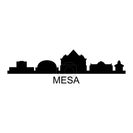Téléchargez les illustrations : Mesa Skyline Silhouette Design City Vector Art Célèbre Bâtiments Timbre - en licence libre de droit
