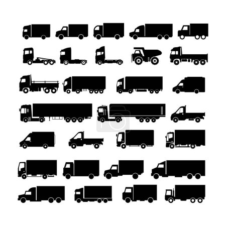 Ilustración de Icono de camión conjunto sobre fondo blanco - Imagen libre de derechos