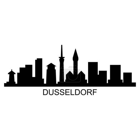 Téléchargez les illustrations : Düsseldorf Skyline Silhouette Design Ville vectoriel Art Bâtiments célèbres Timbre - en licence libre de droit