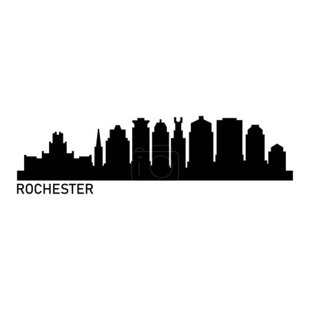 Rochester Skyline Silhouette Design City Vector Art Famous Buildings Stamp 