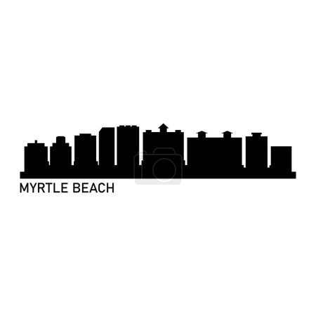 Téléchargez les illustrations : Myrtle Beach Skyline Silhouette Design City Vector Art Bâtiments célèbres Timbre - en licence libre de droit